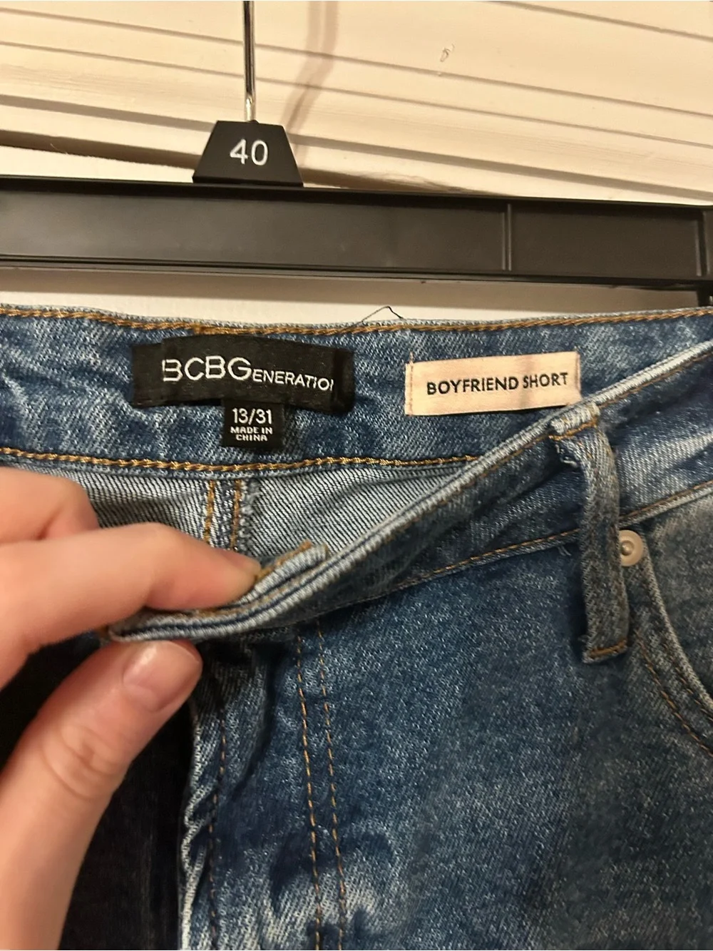 BCBGeneration Boyfriend Denim Shorts Size 13/31 Dark Wash Mid Rise